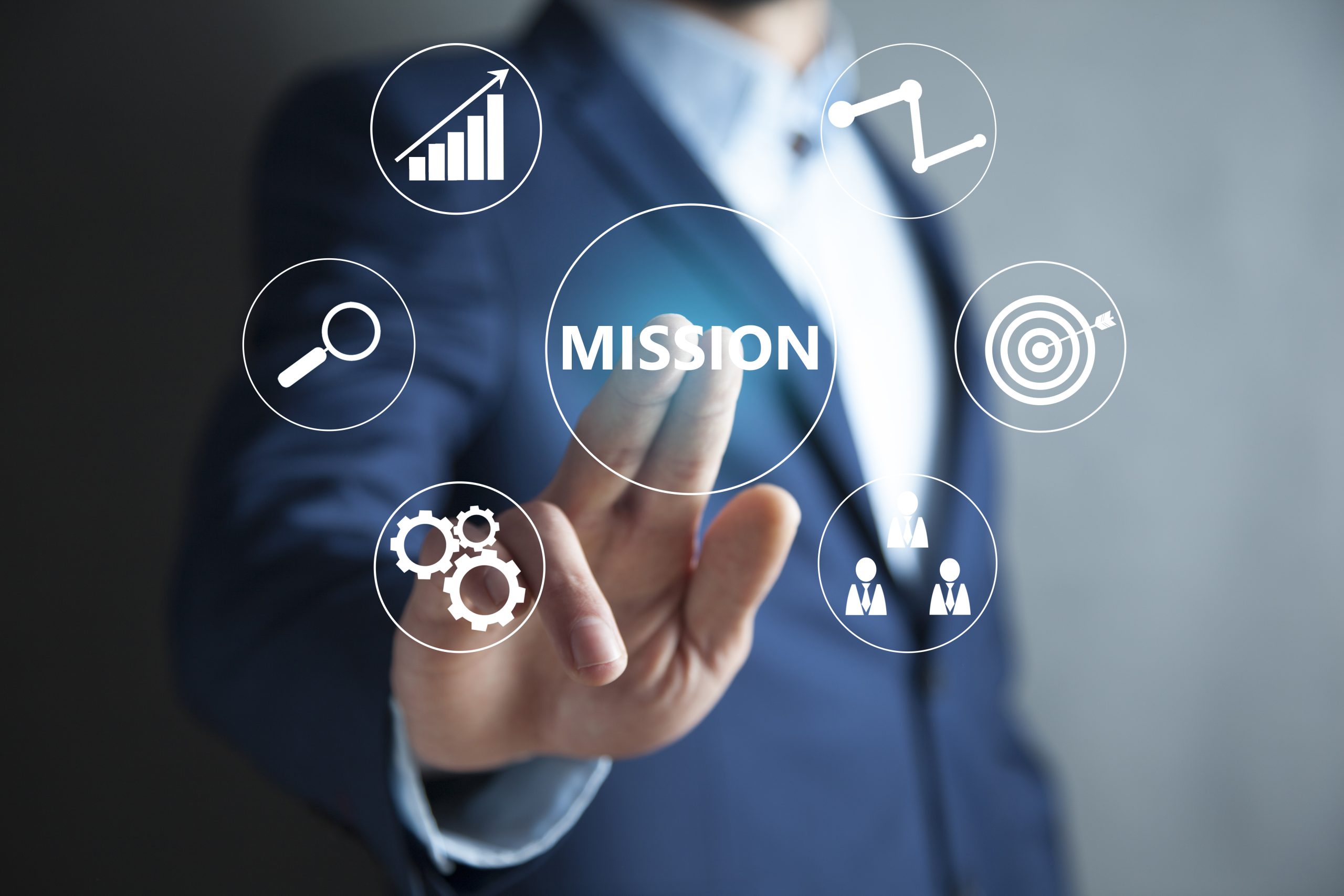 mission concept with business man